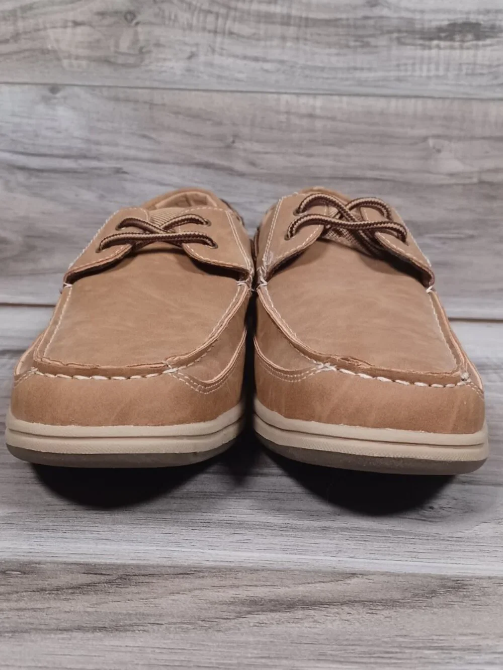 Tansmith Men's Size 9.5 Beige Faux Leather Boat Casual Comfort 357005